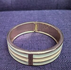 White Enamel Hinged Bangle Bracelet